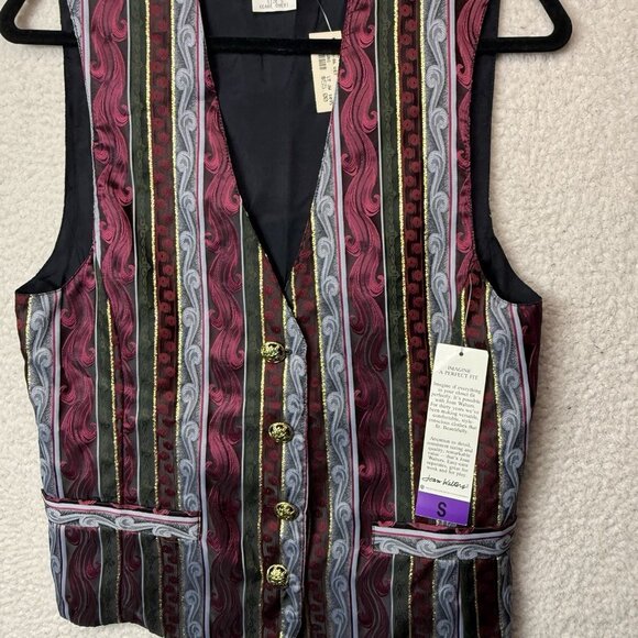 Vintage 80's Joan Walters Vest Striped Fancy Metallic Women's Sz Small Deadstock - Picture 1 of 8